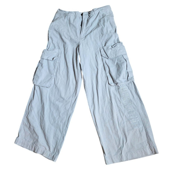Honor The Gift Gray Wide Leg Cargo Pants Size 32 Utility Streetwear Embroidered - Picture 2 of 12